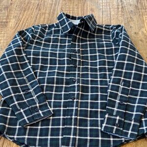 Toobydoo boys navy green and White Plaid Shirt